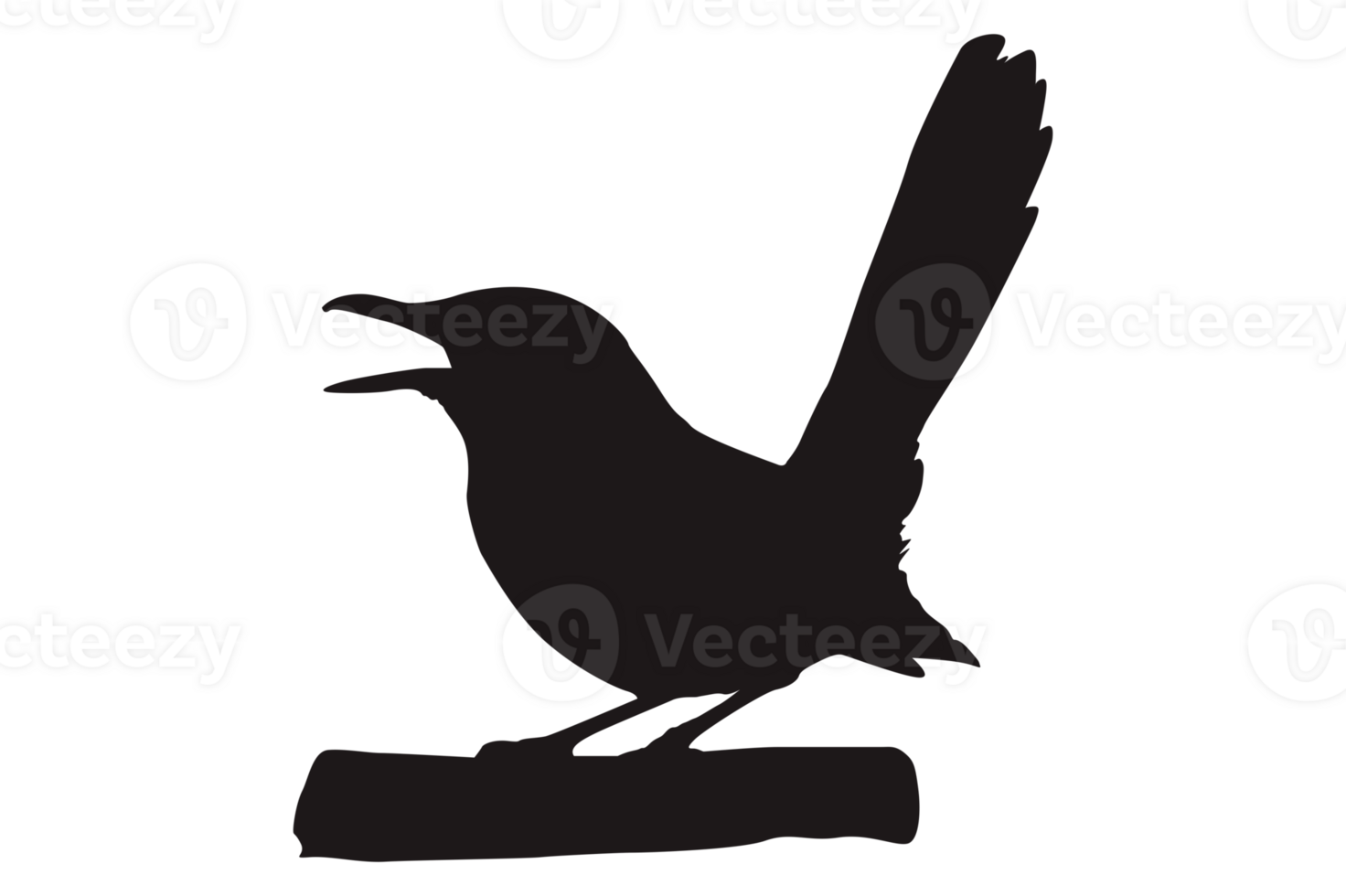 Perched Bird Silhouette On Transparent Background png