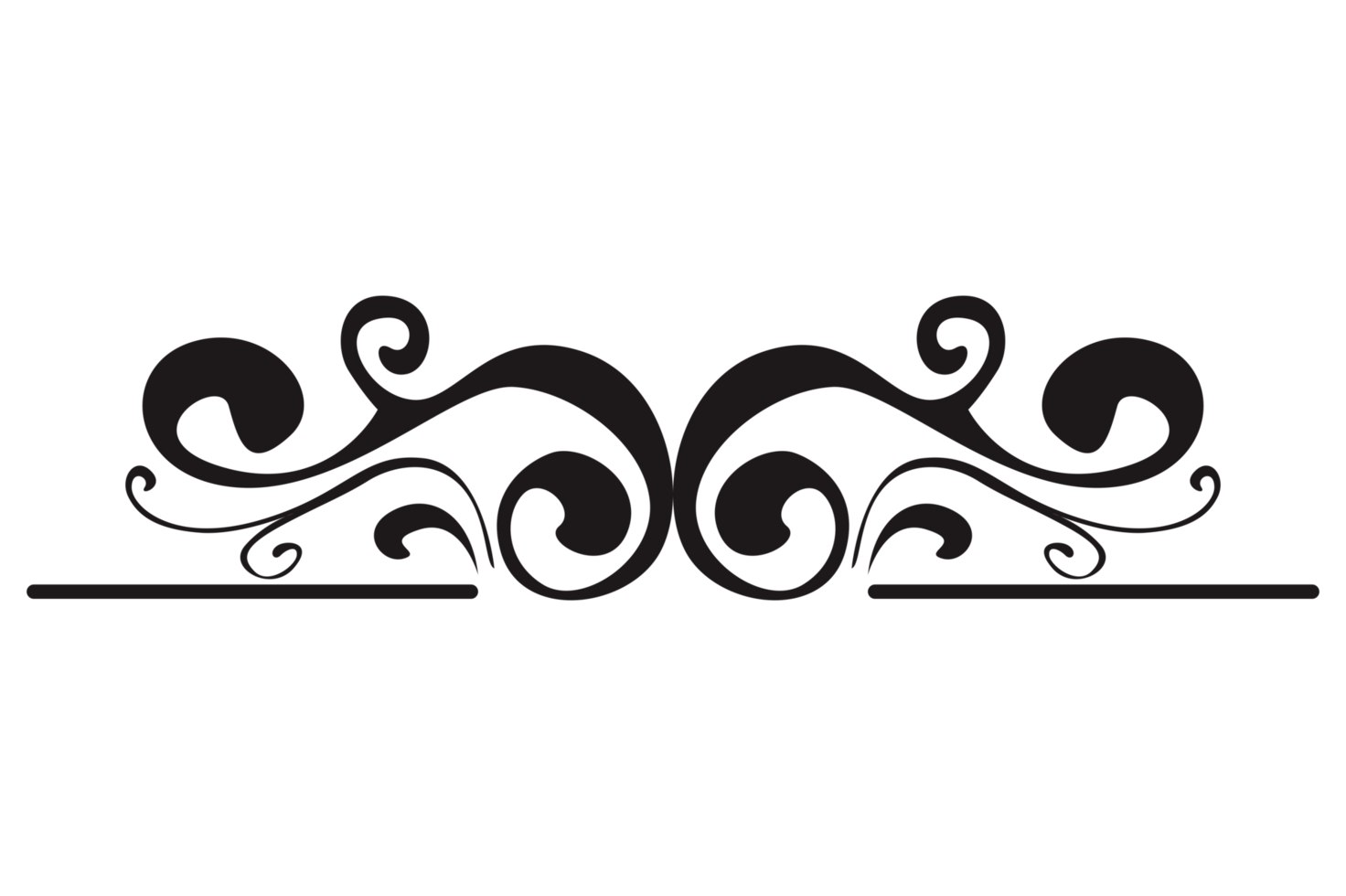 Black Swirl Ornament Border Design With Transparent Background png
