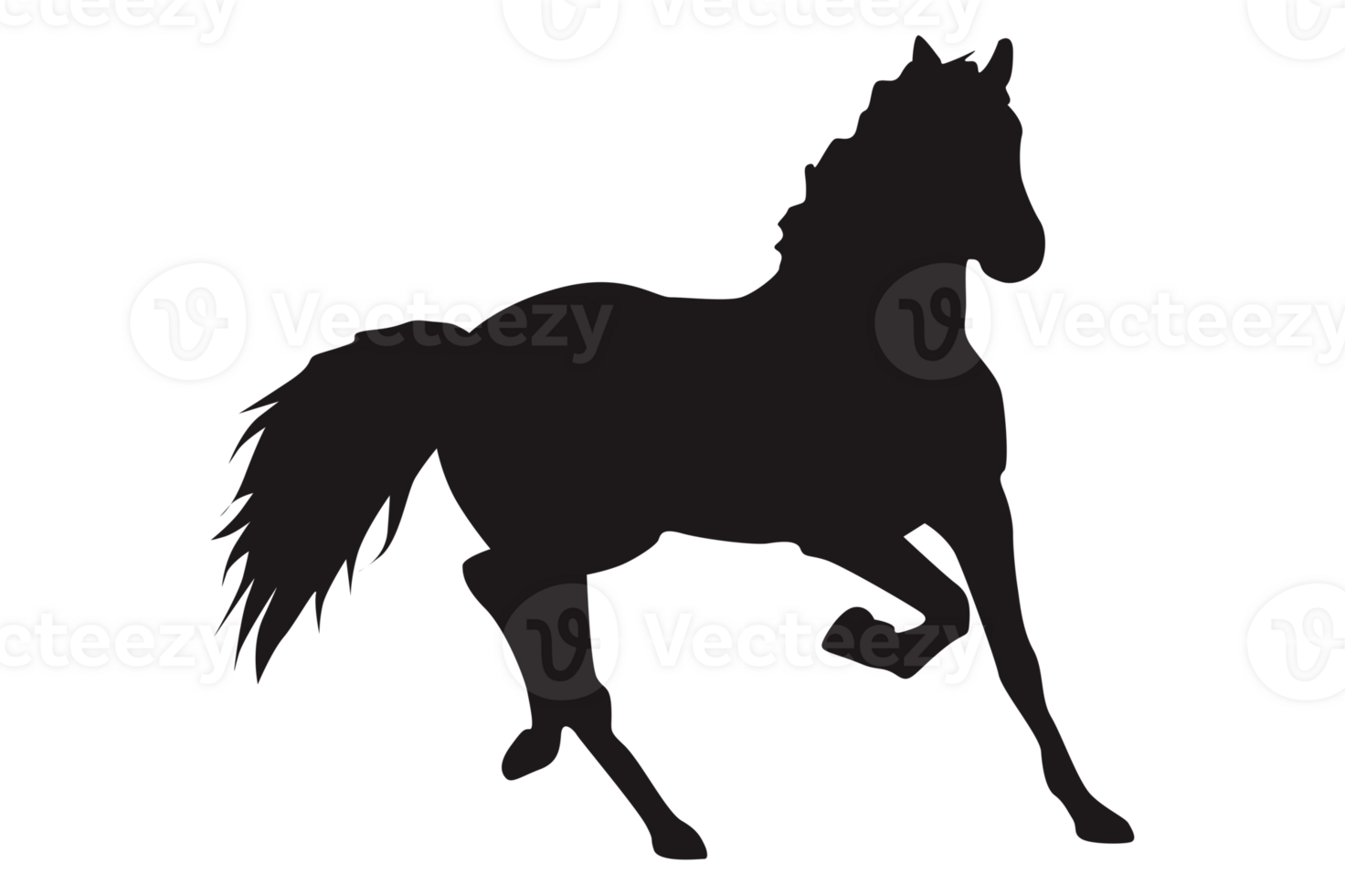 Black Running Horse Silhouette with Transparent Background png