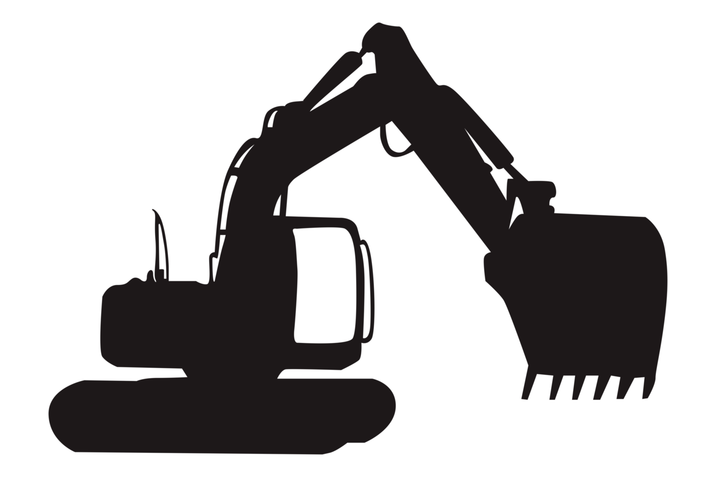 Silhouettes Of Heavy Construction Excavator Vehicles On Transparent Background png