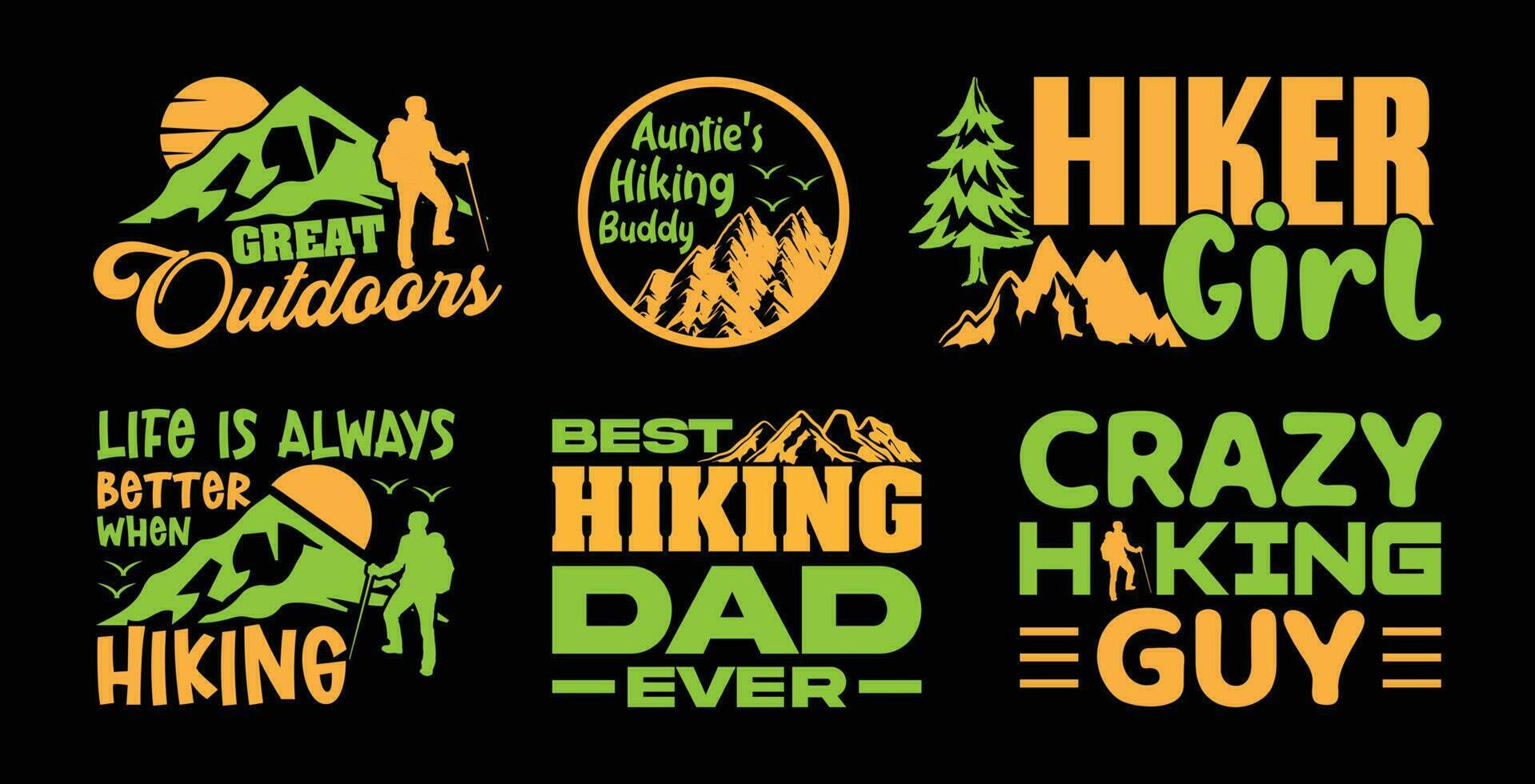 Hiking T shirt Design Bundle, Vector Hiking T shirt  design, camping shirt, hiking, camping, outdoor, typography T shirt design Collection