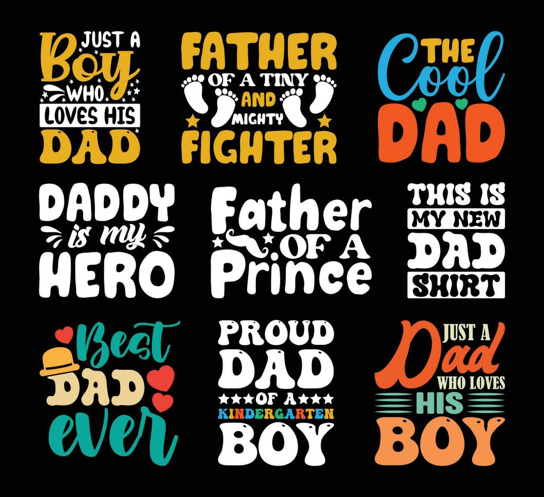 Father's Day T shirt Design Bundle, vector Father's Day T shirt  design, Dad shirt, Father typography T shirt design Collection