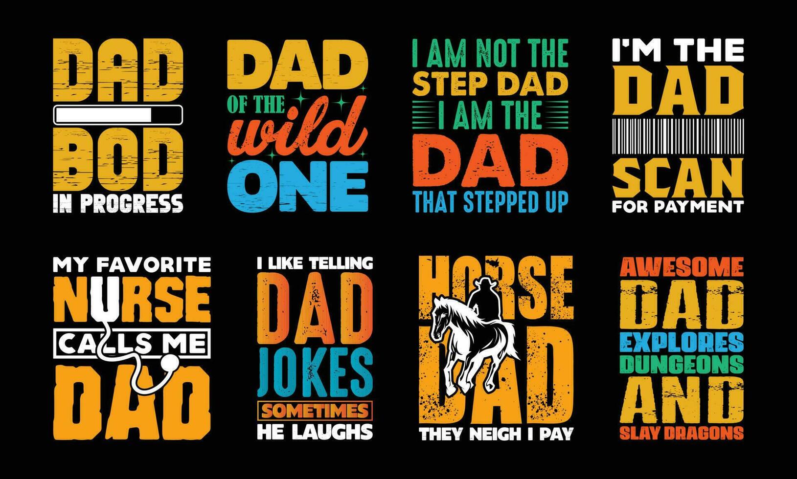 Father's Day T shirt Design Bundle, vector Father's Day T shirt  design, Dad shirt, Father typography T shirt design Collection