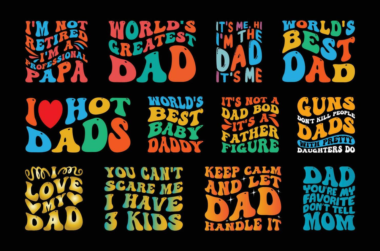 Father's Day T shirt Design Bundle, vector Father's Day T shirt  design, Dad shirt, Father typography T shirt design Collection