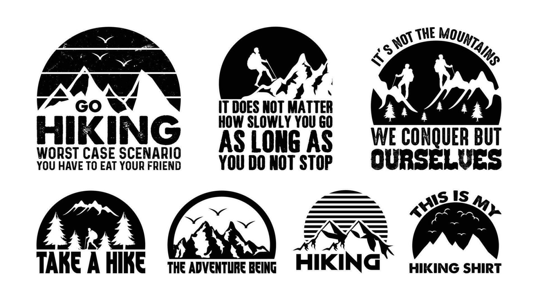 Hiking T shirt Design Bundle, Vintage Hiking T shirt  design, camping shirt, hiking, camping, outdoor, typography T shirt design Collection vector