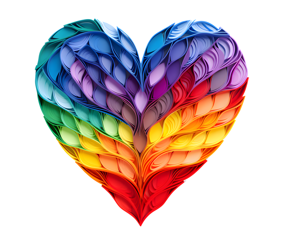 Rainbow love with texture created using Technology png