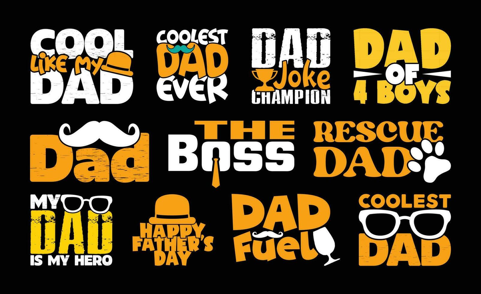 Father's Day T shirt Design Bundle, vector Father's Day T shirt  design, Dad shirt, Father typography T shirt design Collection