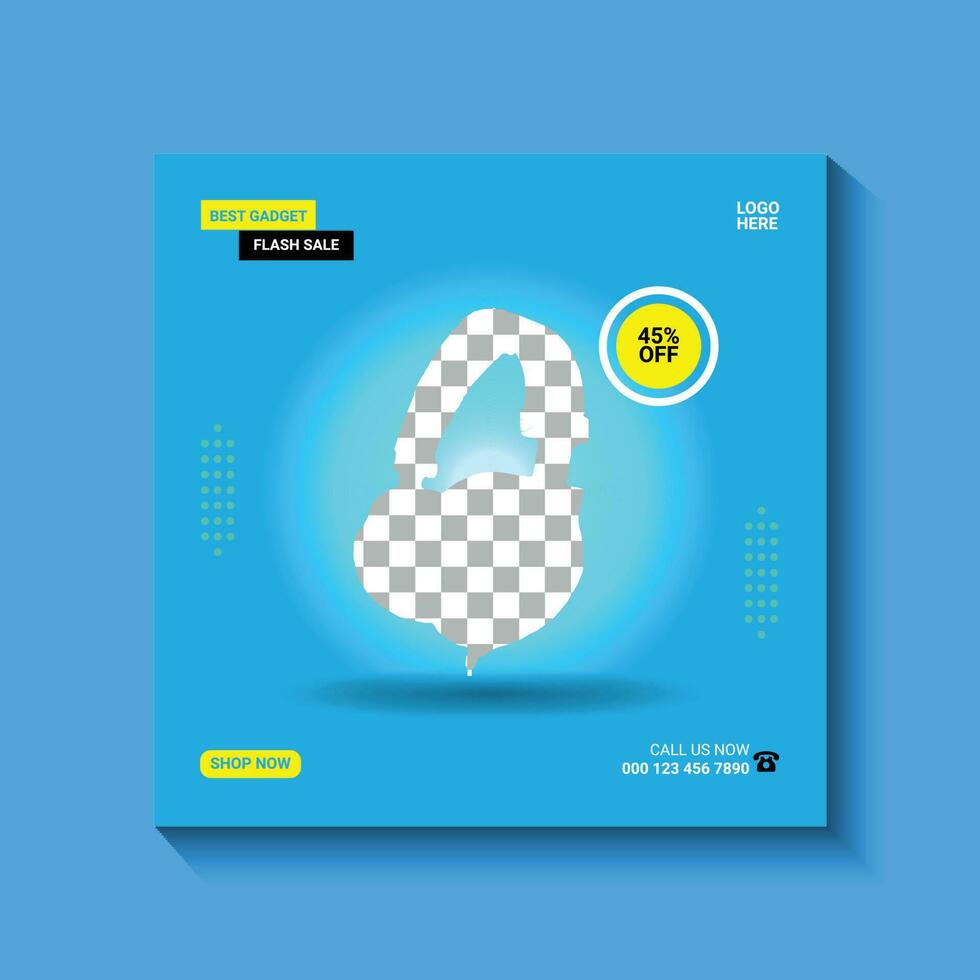 Modern social media post earphone vector