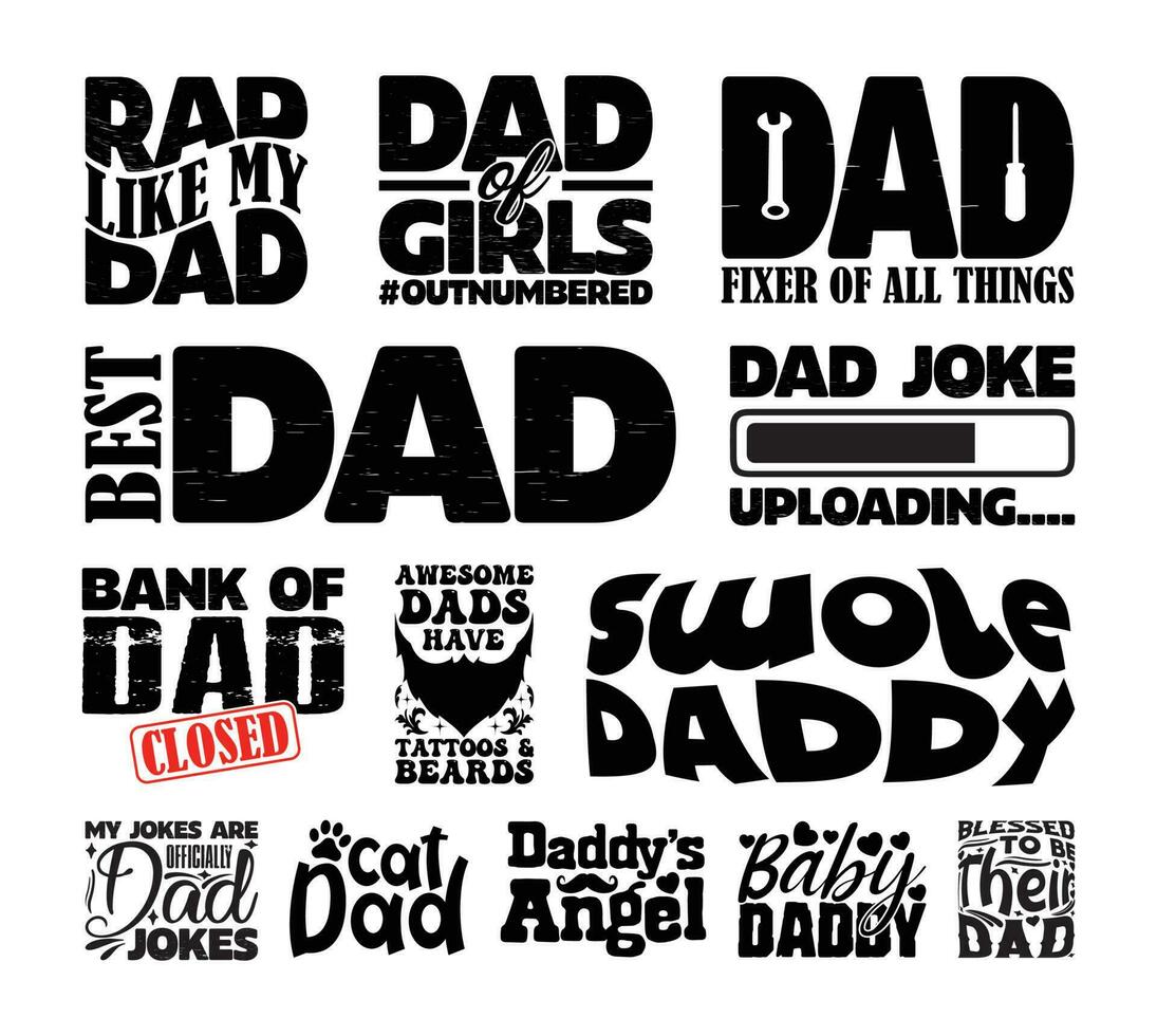 Father's Day T shirt Design Bundle, vector Father's Day T shirt  design, Dad shirt, Father typography T shirt design Collection