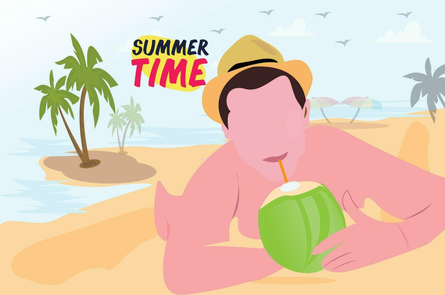 Summer time,vacation beach free illustration vector