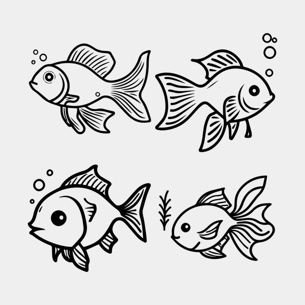 set of fish vector