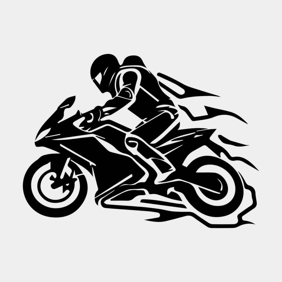motorcycle rider. Vector silhouette. isolated on white