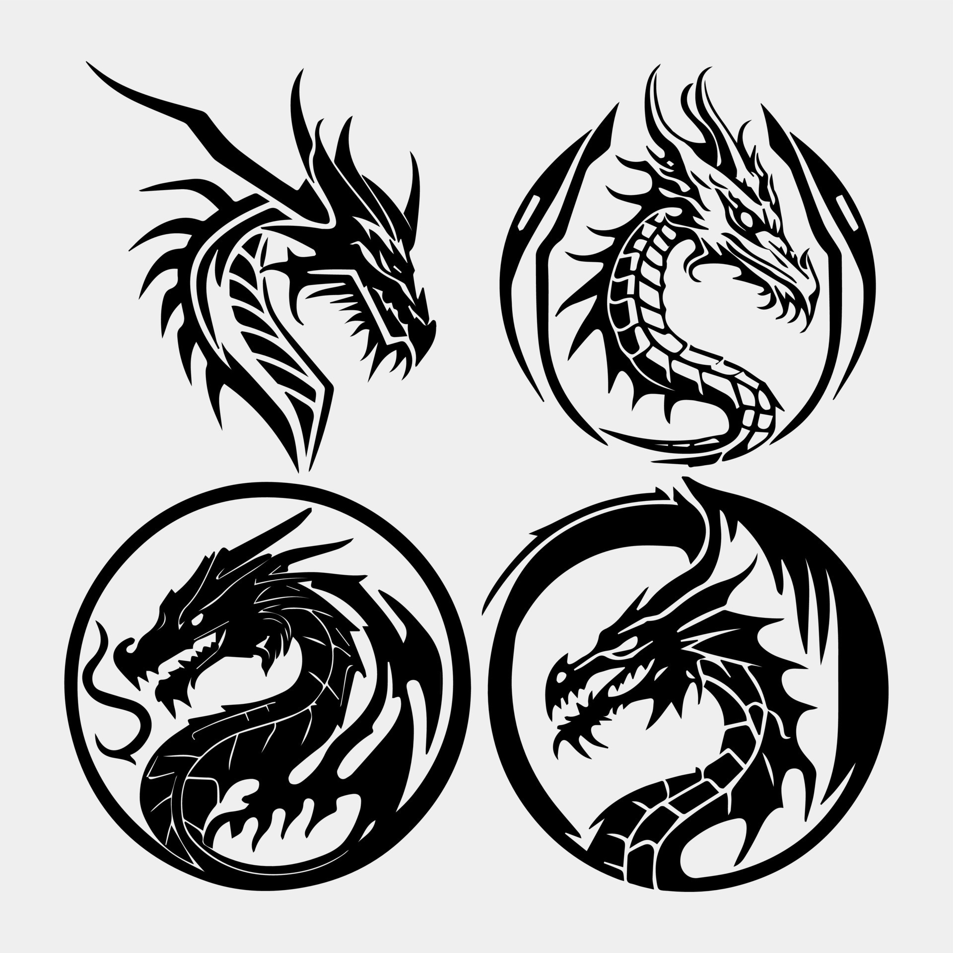 Simple tribal dragon tattoo designs