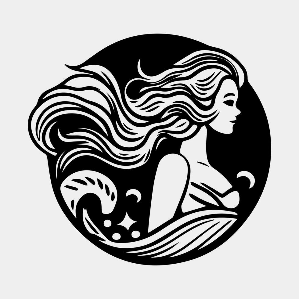 sirena logo diseño con silueta estilo. vector