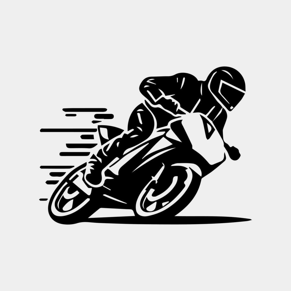 motorcycle rider. Vector silhouette. isolated on white