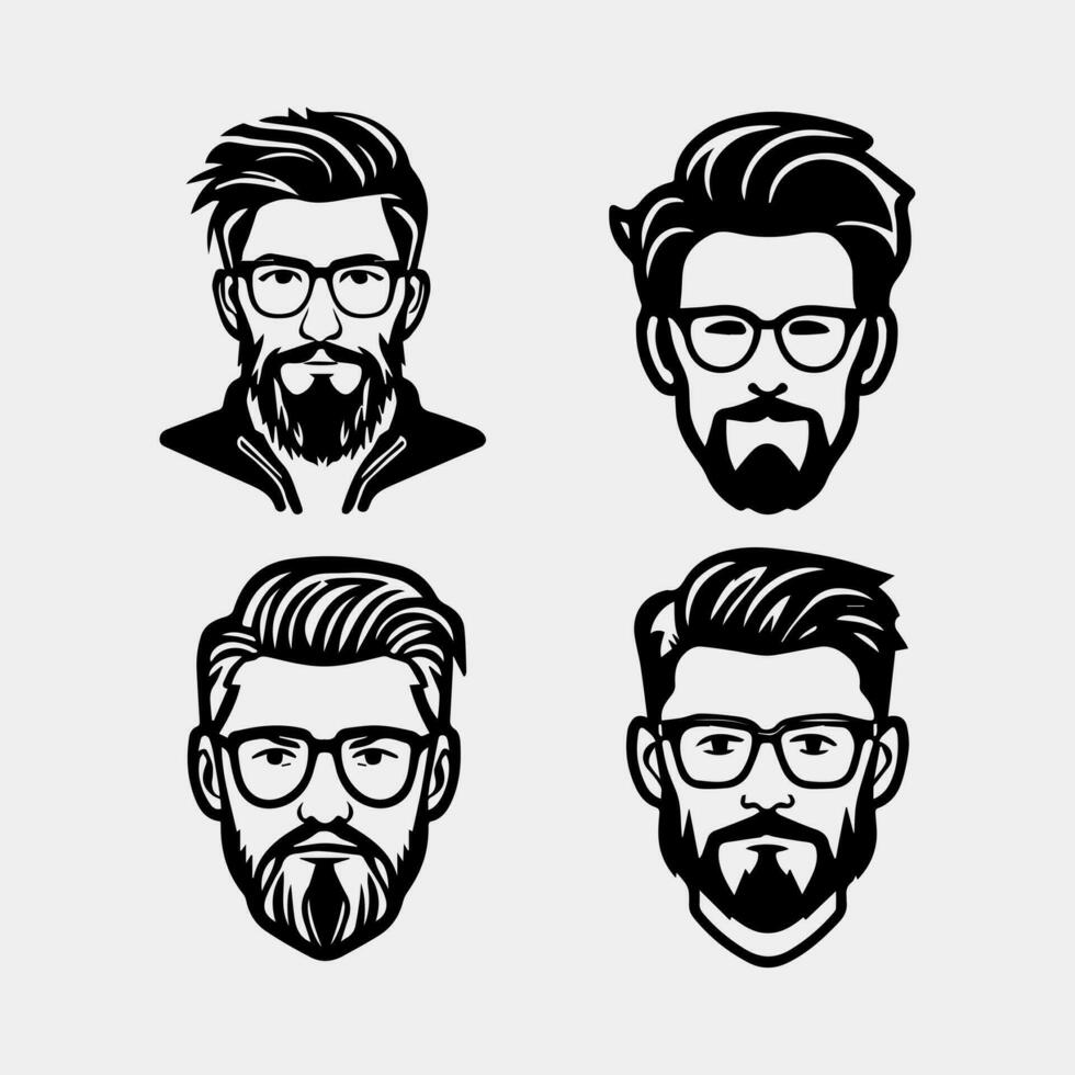 set of hipster gentleman faces vector