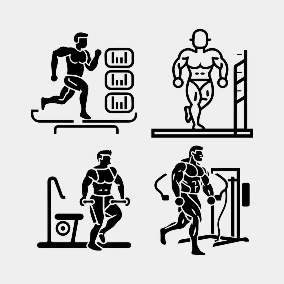 man exercising with weights in gym vector