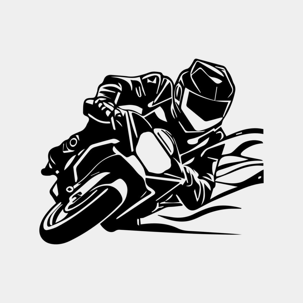 motorcycle rider. Vector silhouette. isolated on white