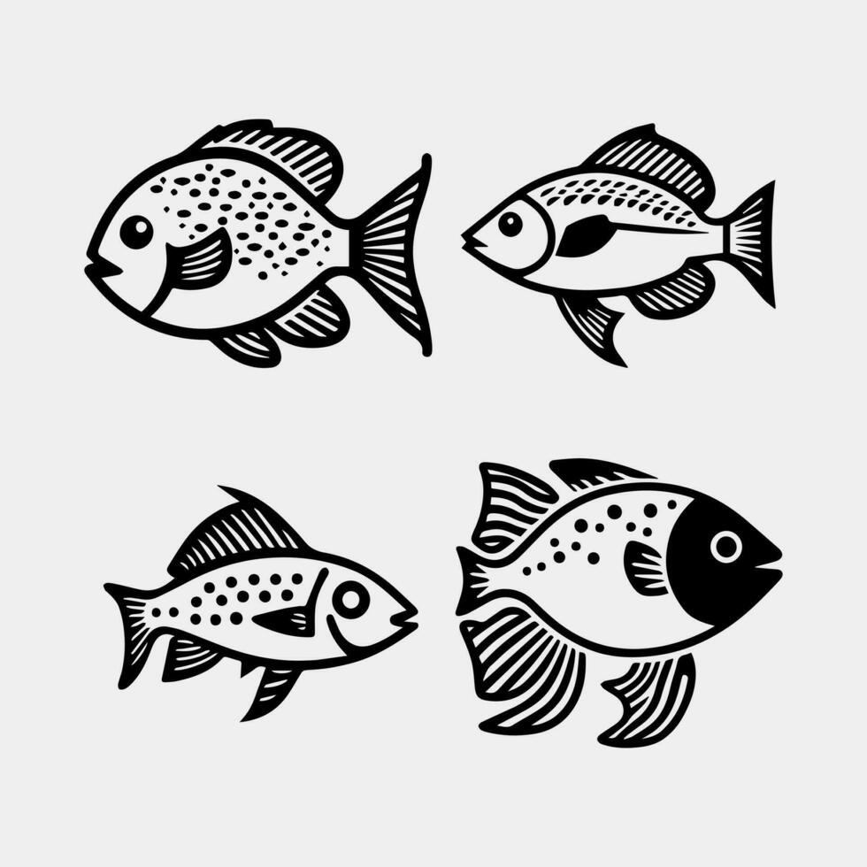 set of fish vector
