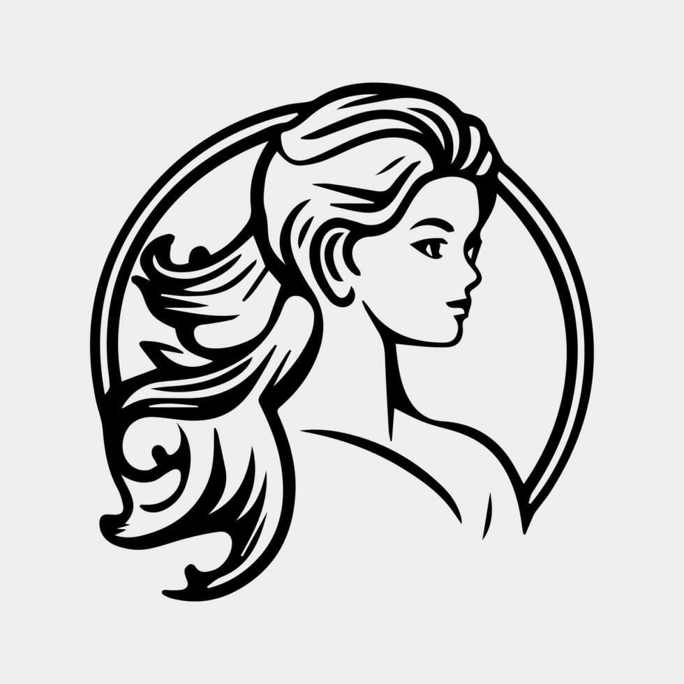 sirena logo diseño con silueta estilo. vector