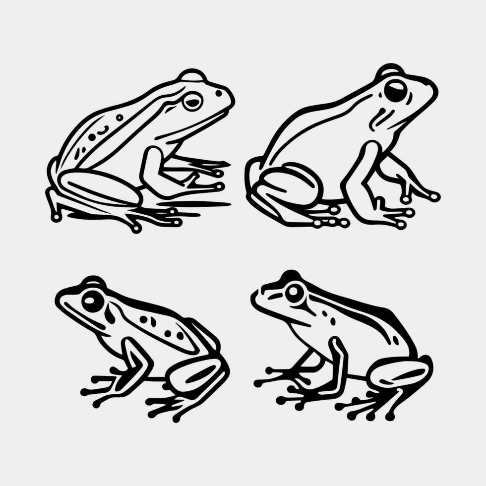 set of frogs on white background vector