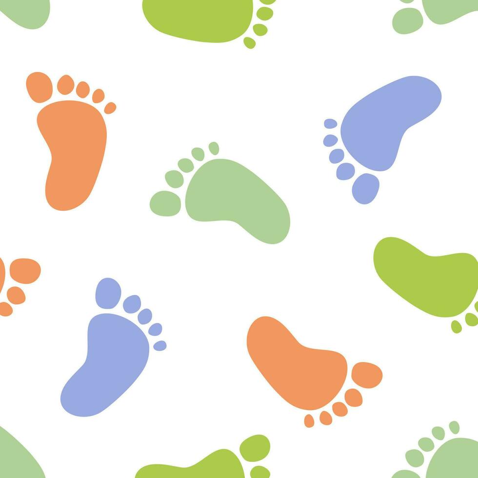 Seamless vector pattern with colorful footprints