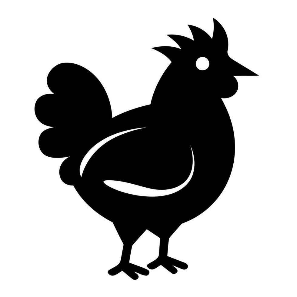 animal bird chicken silhouette black and white vector