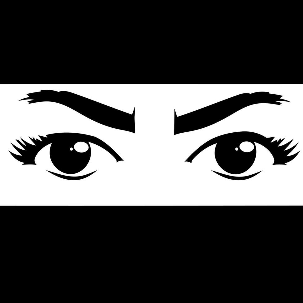 human eyes watching in black white vector