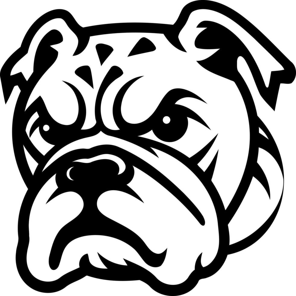 dog bulldog head in black and white vector