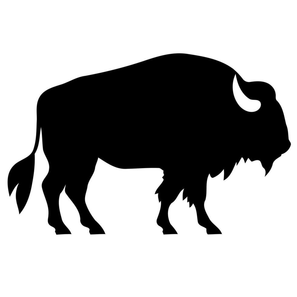 black silhouette of bison animal vector