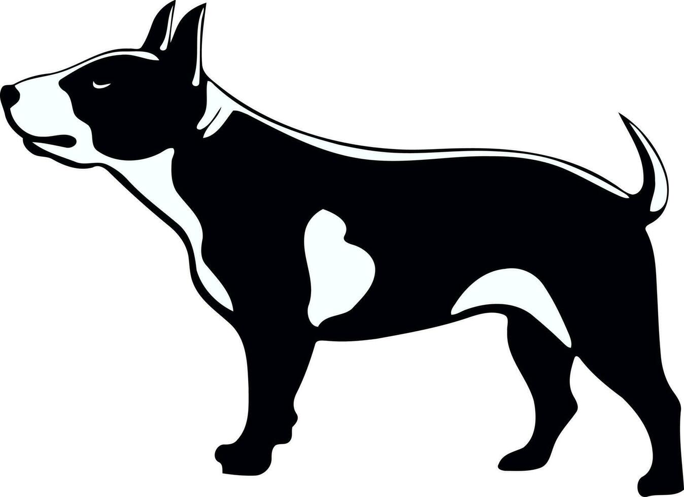 dog of the breed Bull Terrier silhouette in black and white vector