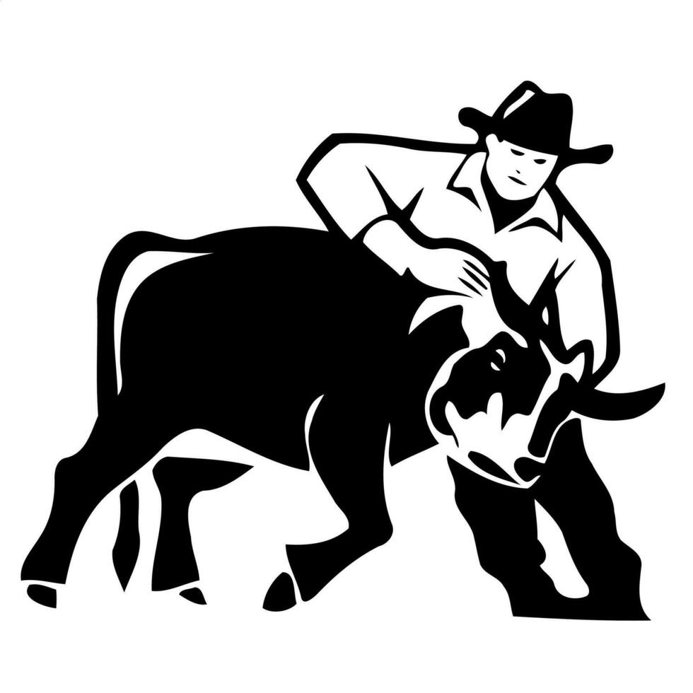Brazilian rodeo sport called pega do garrote in black and white vector