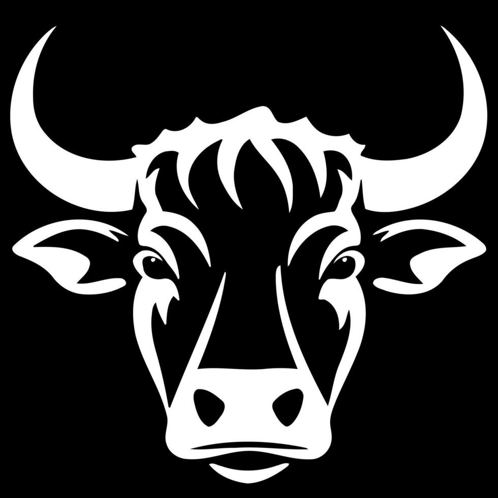 negro y blanco vaca cabeza logo vector