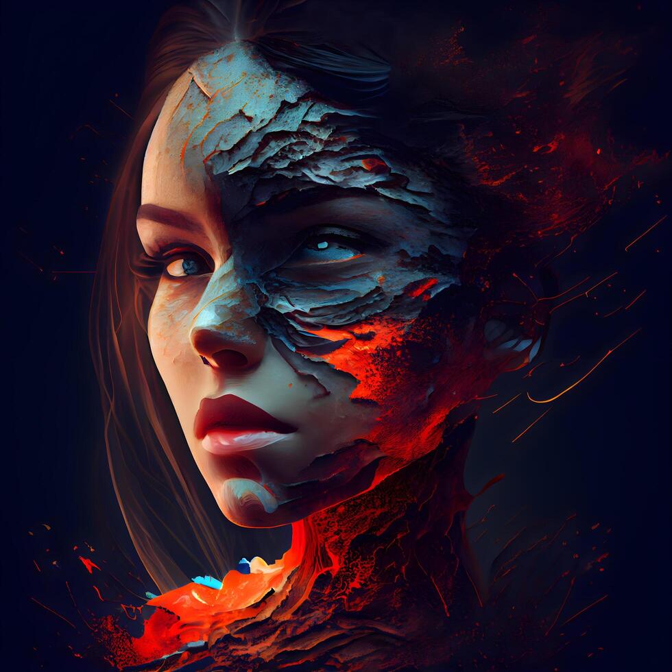 Fantasy portrait of a beautiful woman with creative make-up., Image photo
