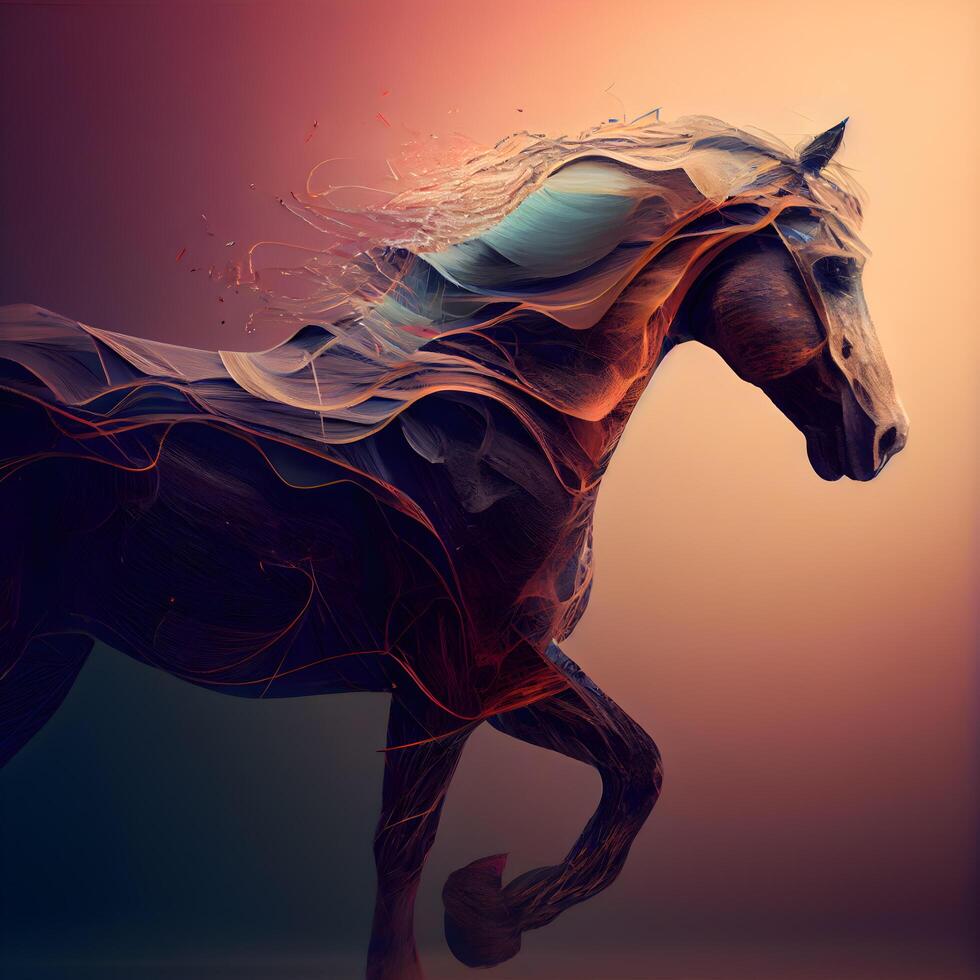 Horse abstract background. 3d rendering, 3d illustration., Image photo