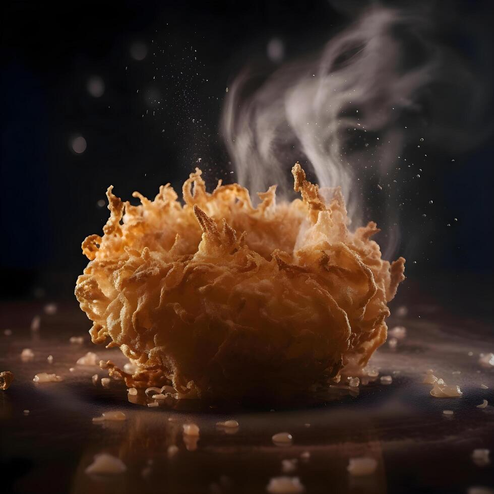 Burger with smoke on a dark background. Shallow depth of field, Image photo