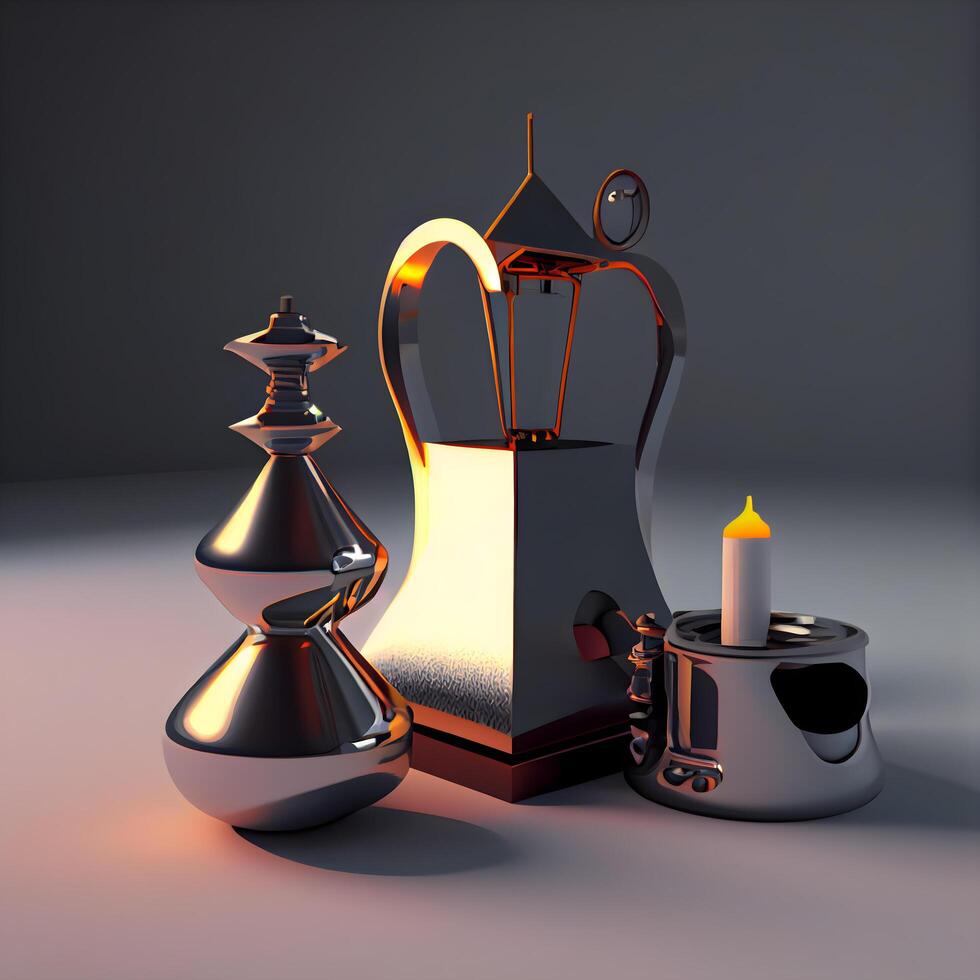 3D rendering of a magic potion in a bottle on a table, Image photo