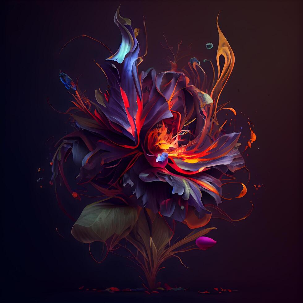 Beautiful abstract flower on a dark background. illustration for design, Image photo