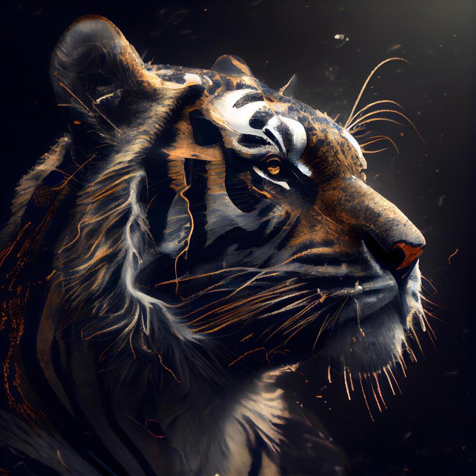 Tiger portrait. Digital painting. Zodiac symbol of 2022., Image photo