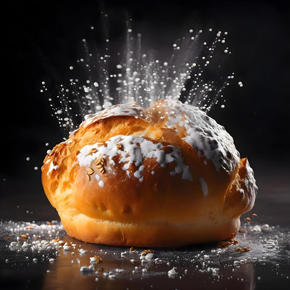 Donuts with chocolate and candies on a dark background. Selective focus., Image photo