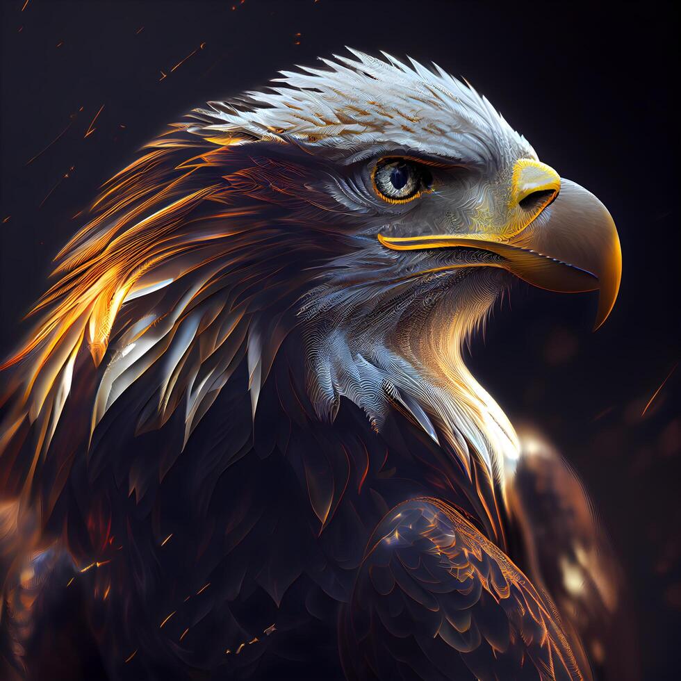 Bald Eagle. 3D render of an eagle with a beautiful background., Image photo