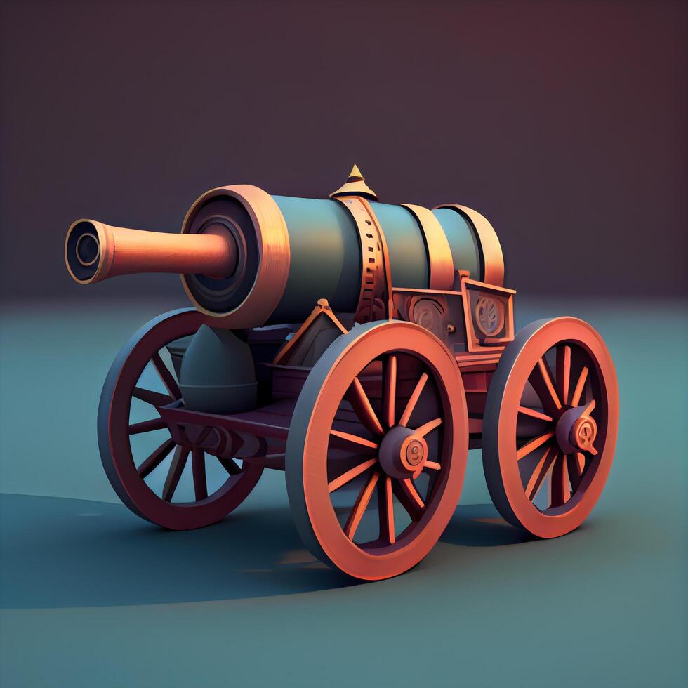 Old cannon on a dark background. 3d illustration. Vintage style., Image photo