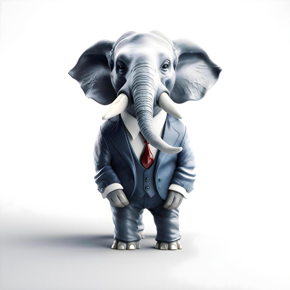 Funny animal in a business suit and tie, 3d render, Image photo