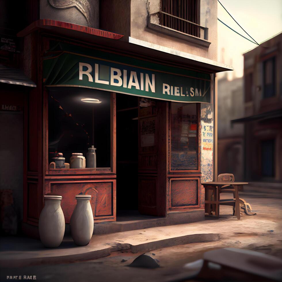 3D rendering of a cafe in the old town of Rabat, Morocco, Image photo