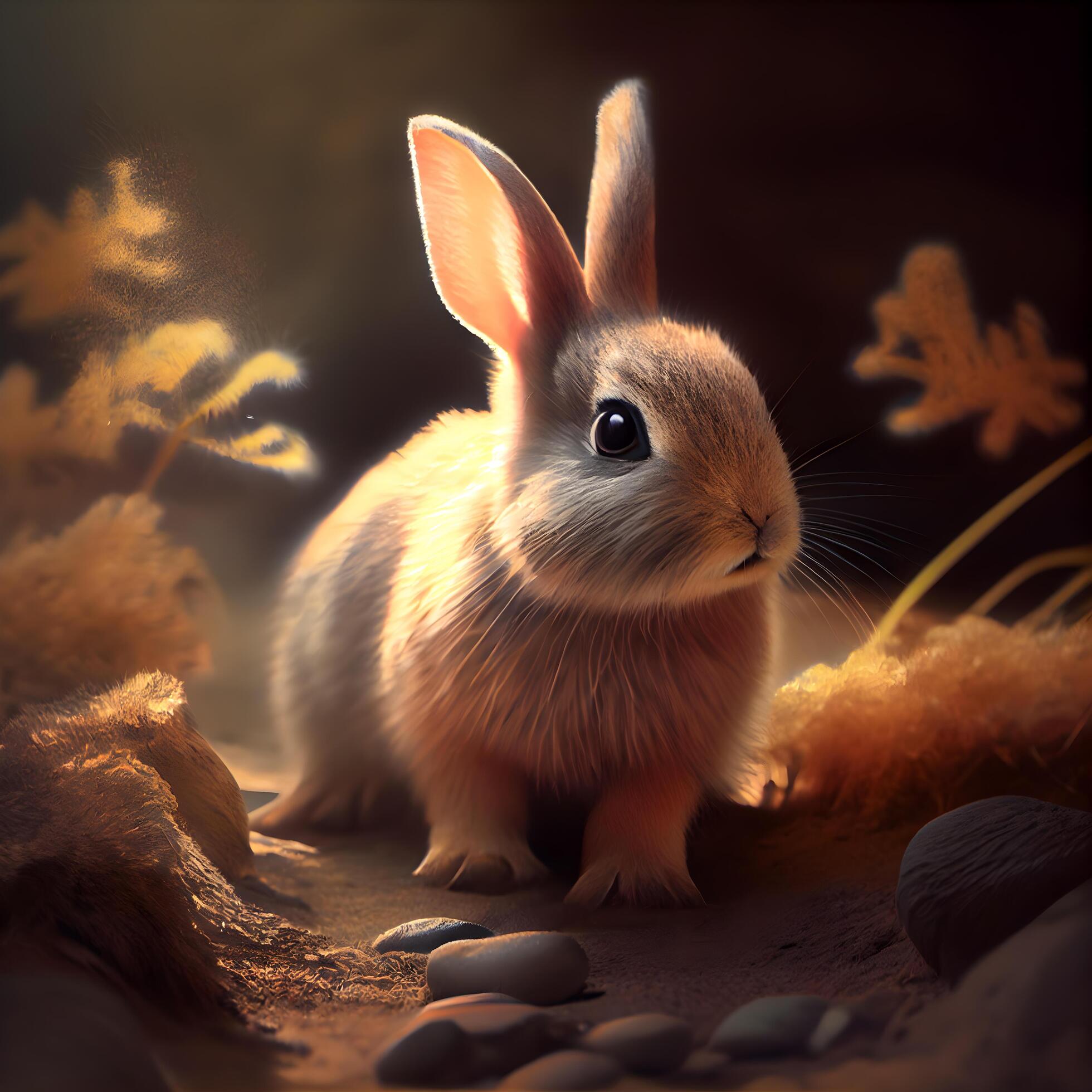 Conejo en el antecedentes de un otoño paisaje. 3d representación, ai  generativo imagen 23631935 Foto de stock en Vecteezy