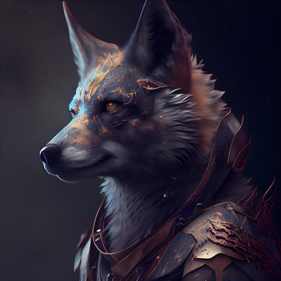 Portrait of a wolf. Fantasy illustration. 3D rendering., Image photo