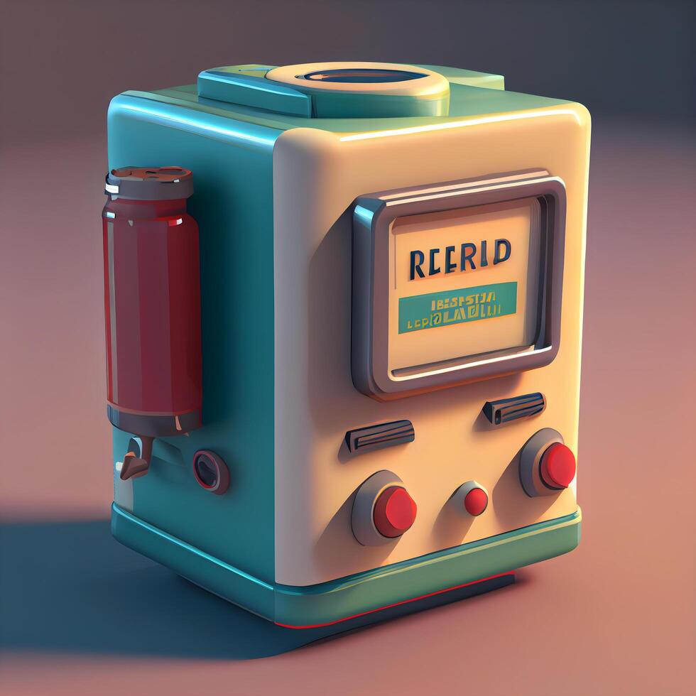 Retro radio on a dark background. 3d illustration. Vintage style., Image photo