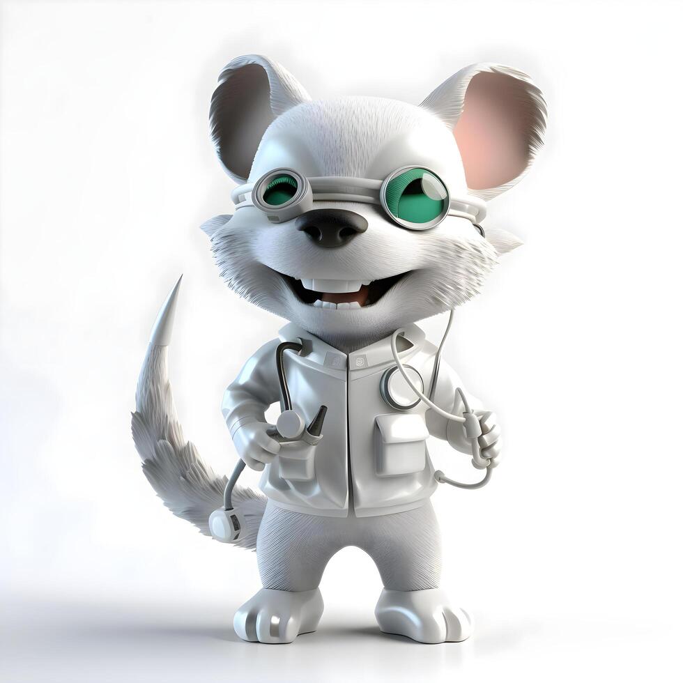 3D Render of a Cute Little Rat Astronaut with a stethoscope, Image photo