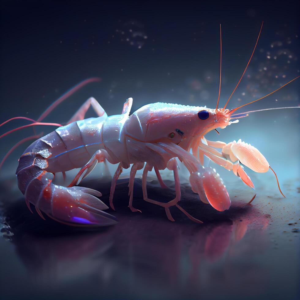 Crayfish on a dark background. 3d render illustration., Image photo