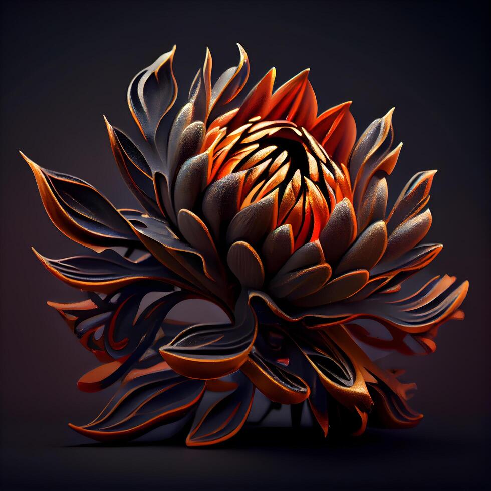 3d rendering of a lotus flower isolated on black background., Image photo